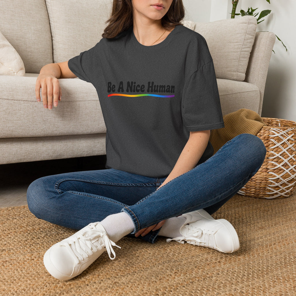 Be A Nice Human T-Shirt — Positive Rainbow Message Tee