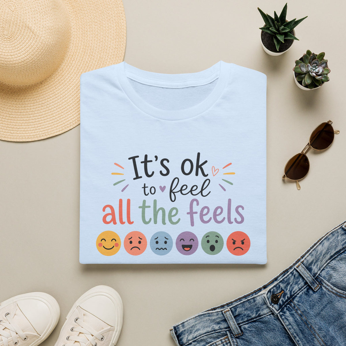 It’s OK to Feel All the Feels T‑Shirt — Mental Health Awareness Tee