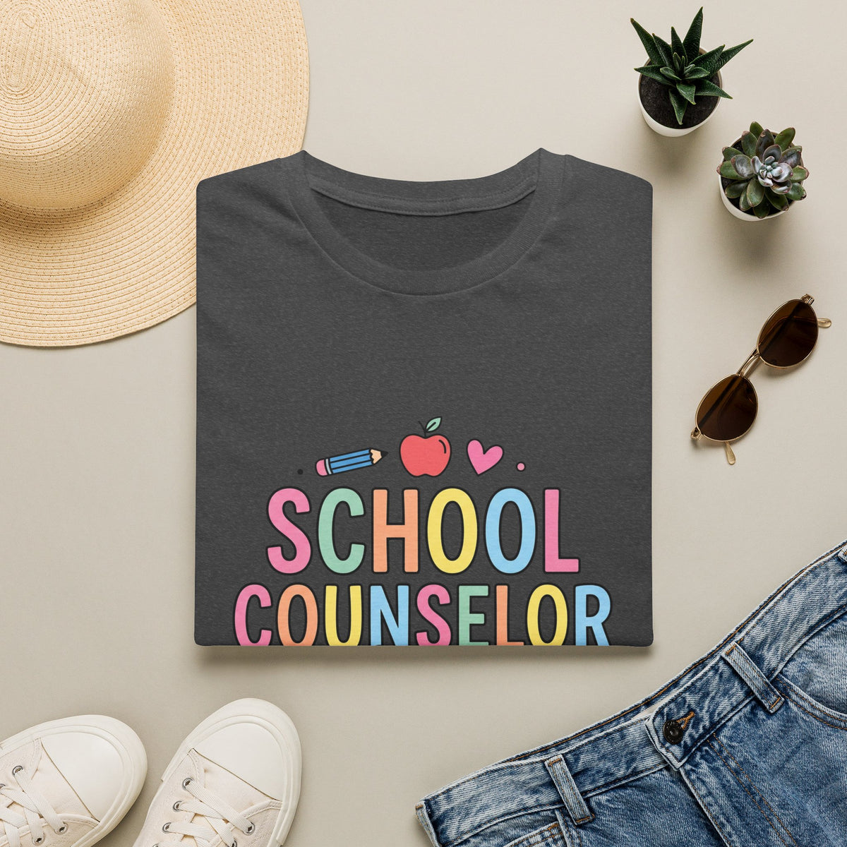 School Counselor Life T-Shirt — Cute Apple & Pencil Design