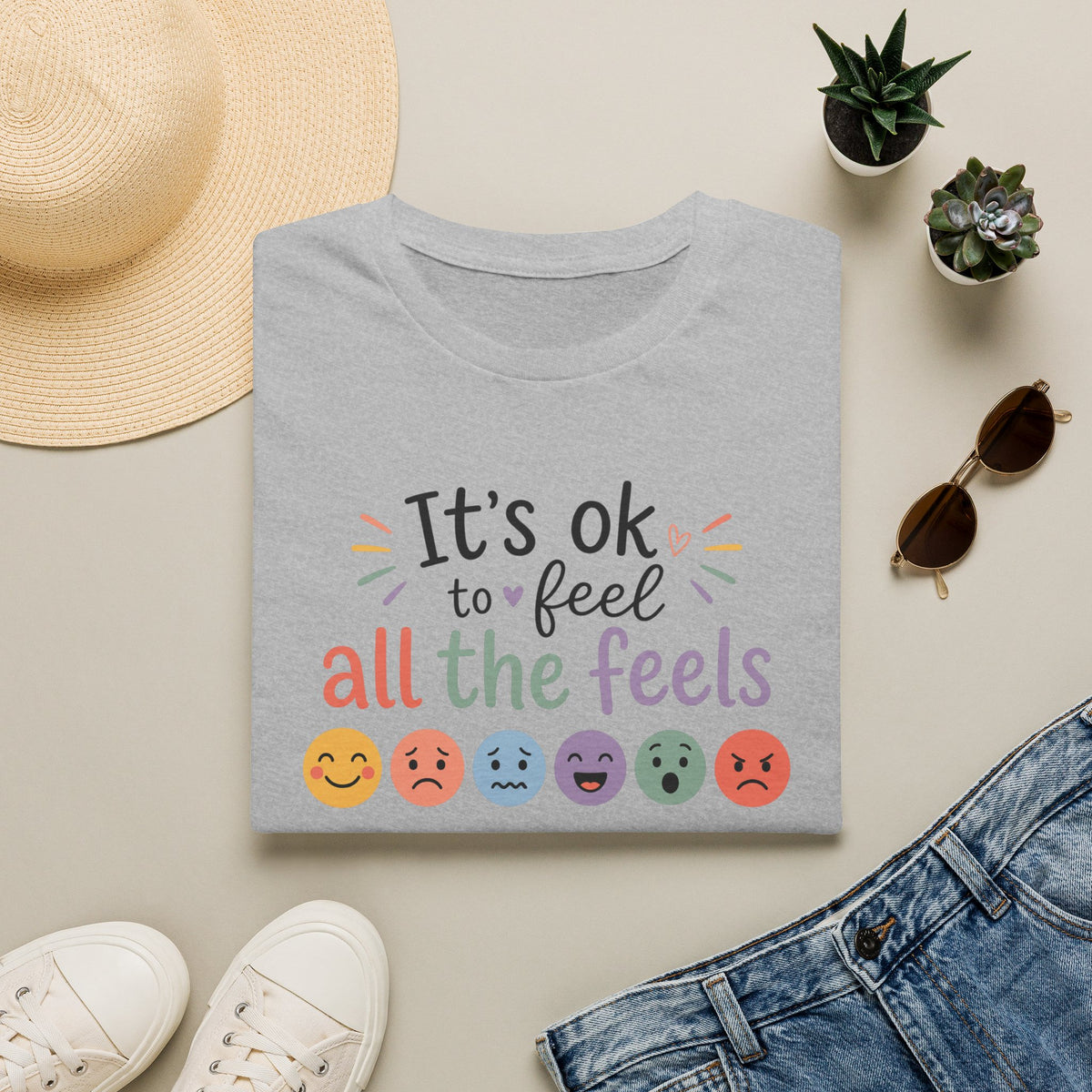 It’s OK to Feel All the Feels T‑Shirt — Mental Health Awareness Tee