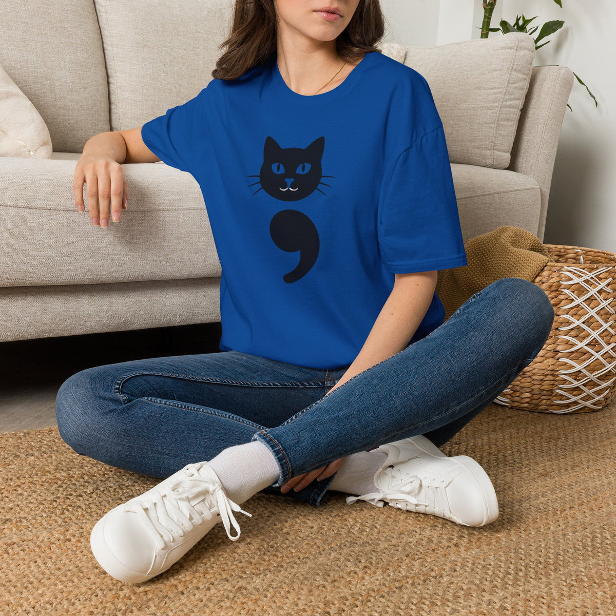 Cat Semicolon T‑Shirt — Mental Health Awareness Cat Tee