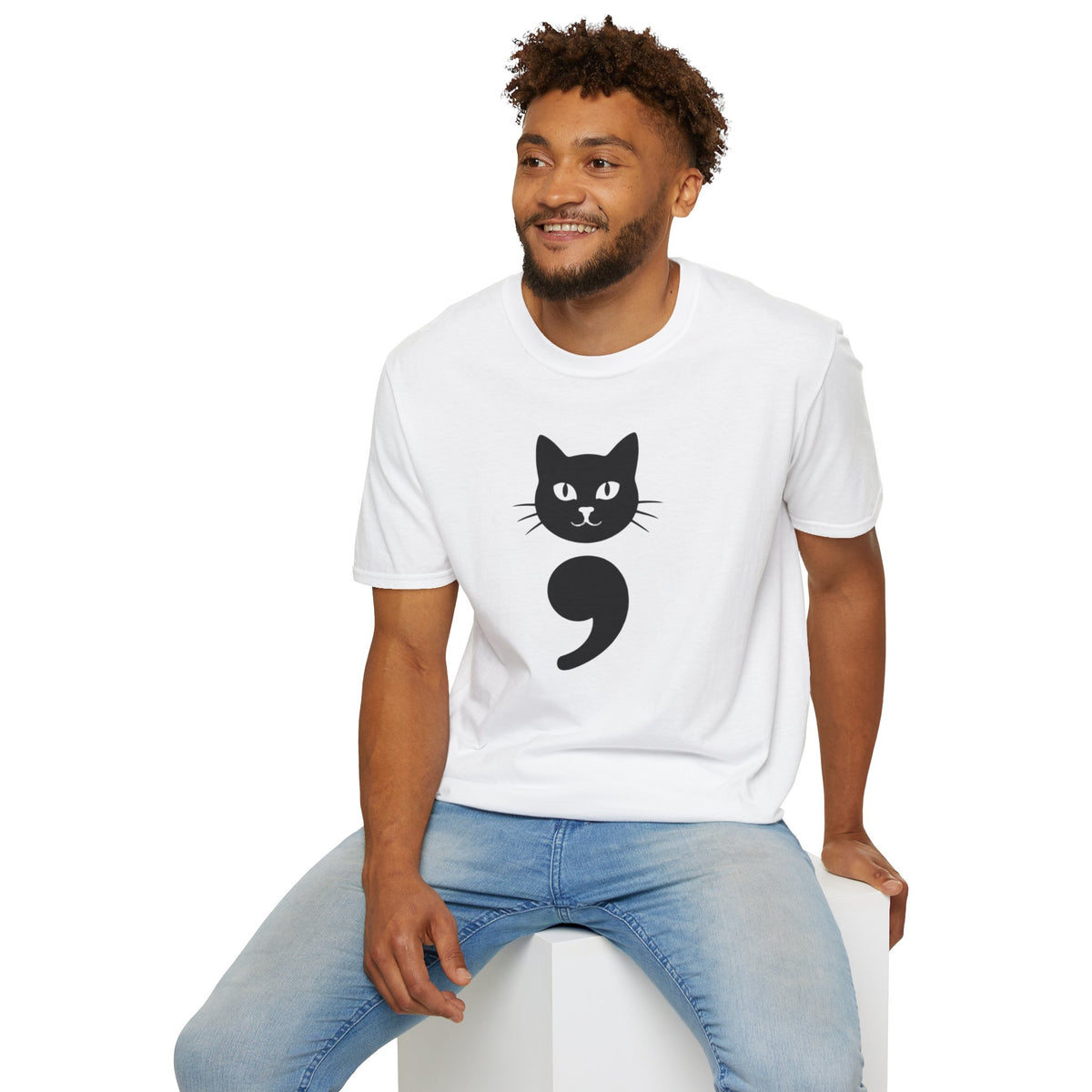 Cat Semicolon T‑Shirt — Mental Health Awareness Cat Tee