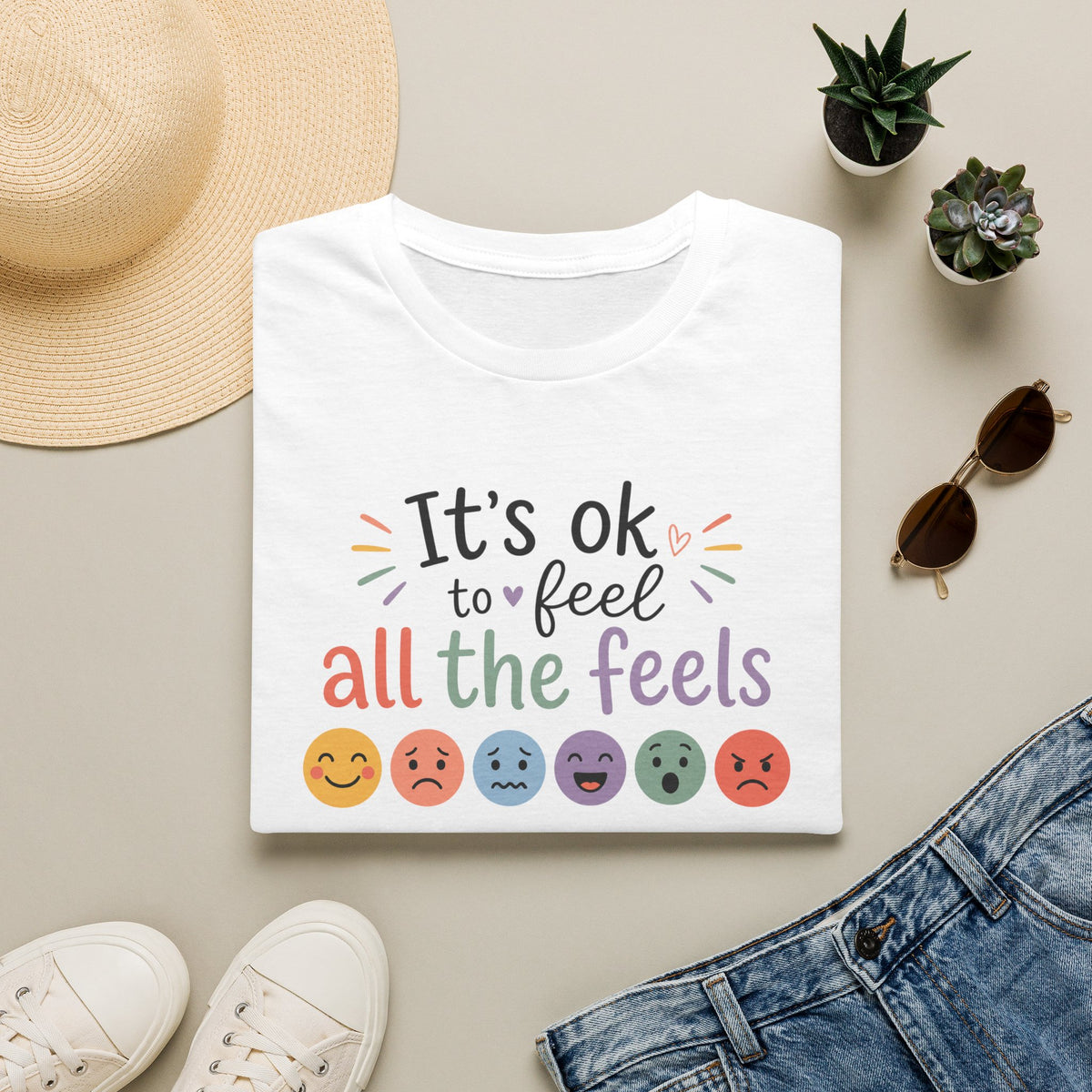 It’s OK to Feel All the Feels T‑Shirt — Mental Health Awareness Tee