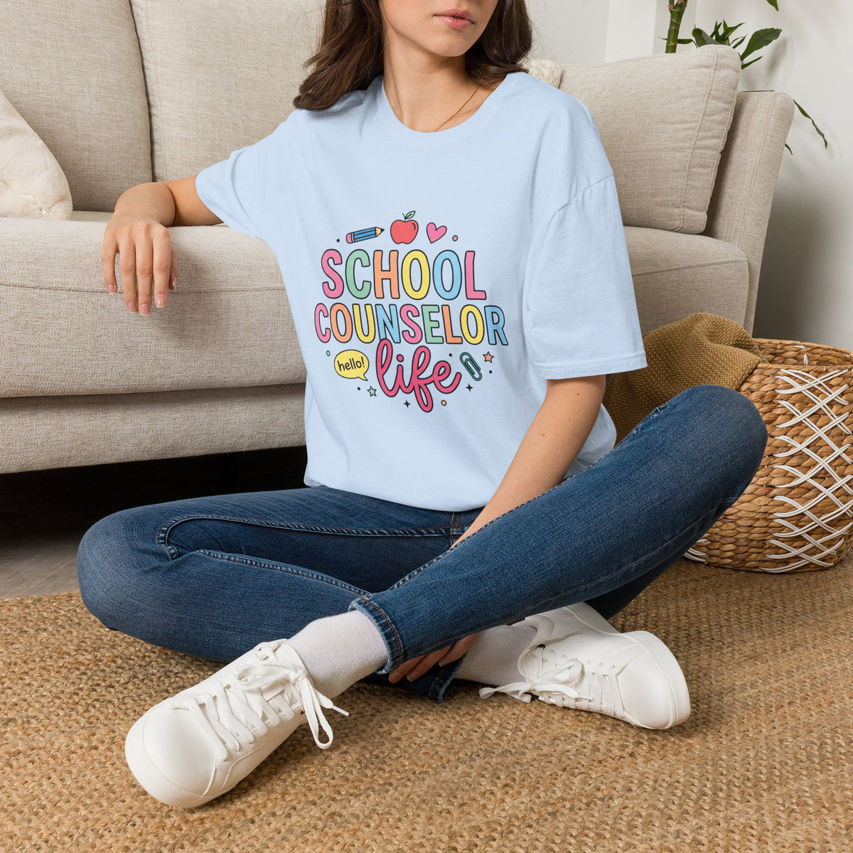 School Counselor Life T-Shirt — Cute Apple & Pencil Design