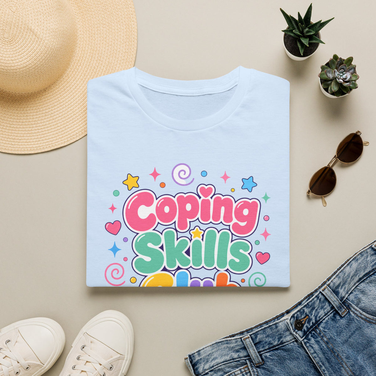 Coping Skills Club T-Shirt — Cute Pastel Mental Health Tee