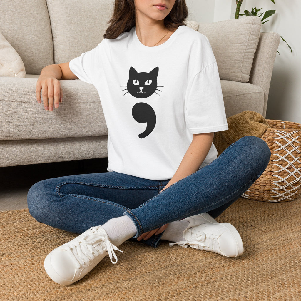 Cat Semicolon T‑Shirt — Mental Health Awareness Cat Tee