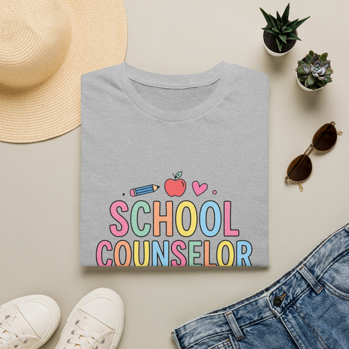 School Counselor Life T-Shirt — Cute Apple & Pencil Design