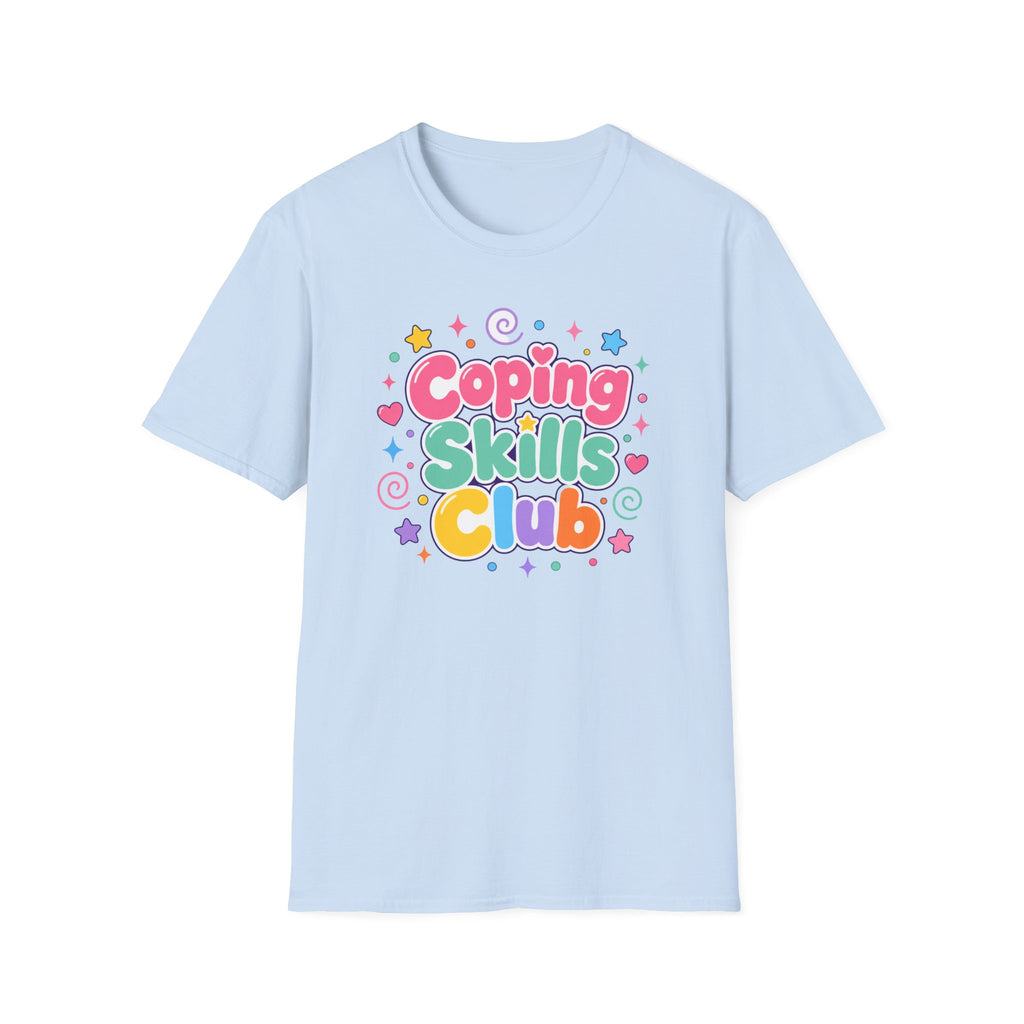 Coping Skills Club T-Shirt — Cute Pastel Mental Health Tee