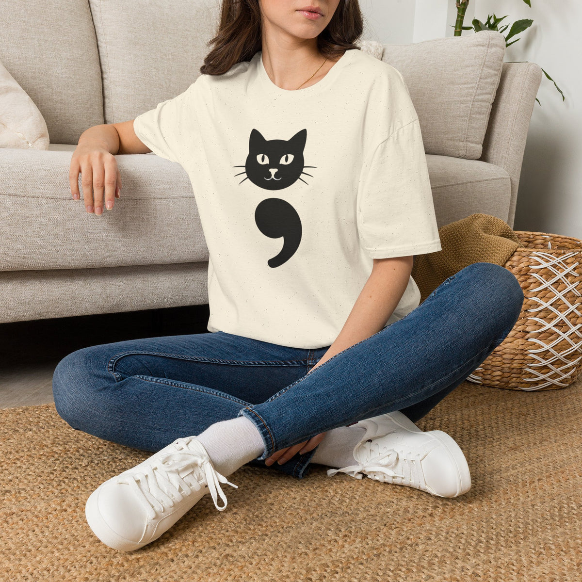 Cat Semicolon T‑Shirt — Mental Health Awareness Cat Tee