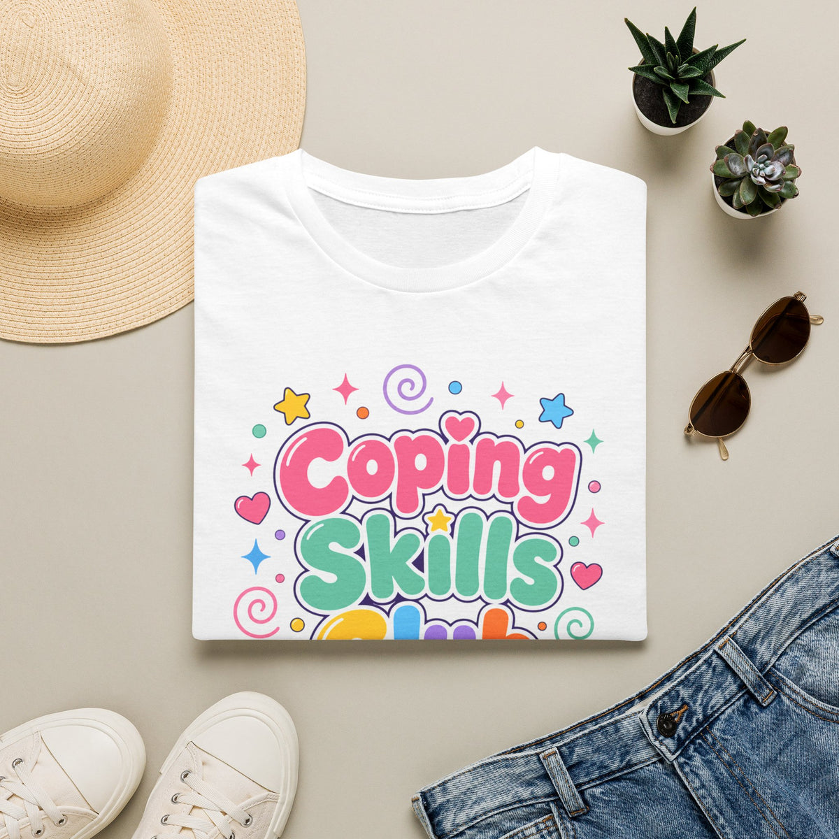 Coping Skills Club T-Shirt — Cute Pastel Mental Health Tee