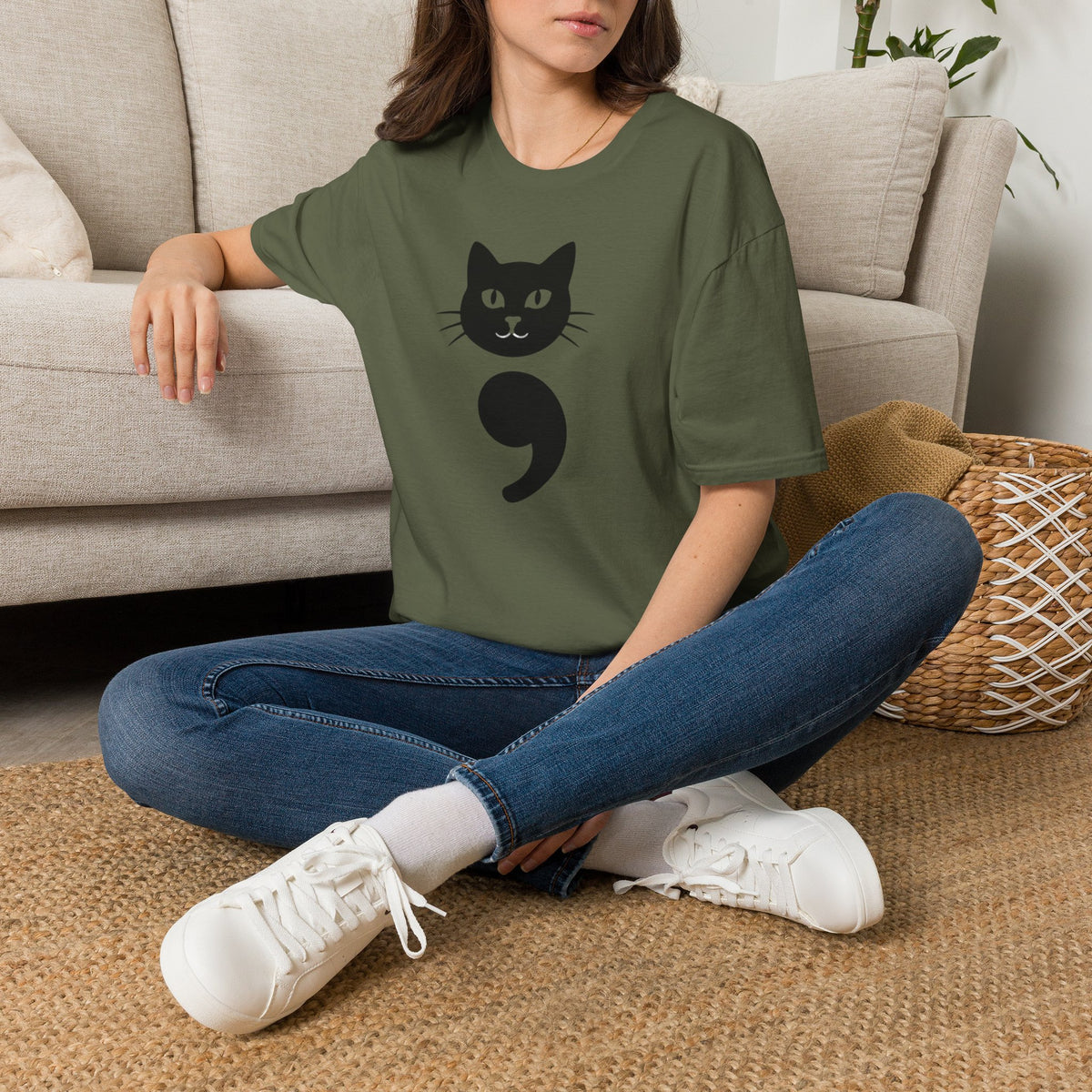 Cat Semicolon T‑Shirt — Mental Health Awareness Cat Tee