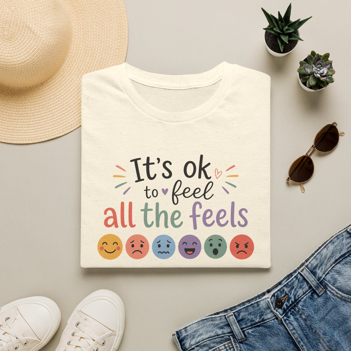 It’s OK to Feel All the Feels T‑Shirt — Mental Health Awareness Tee