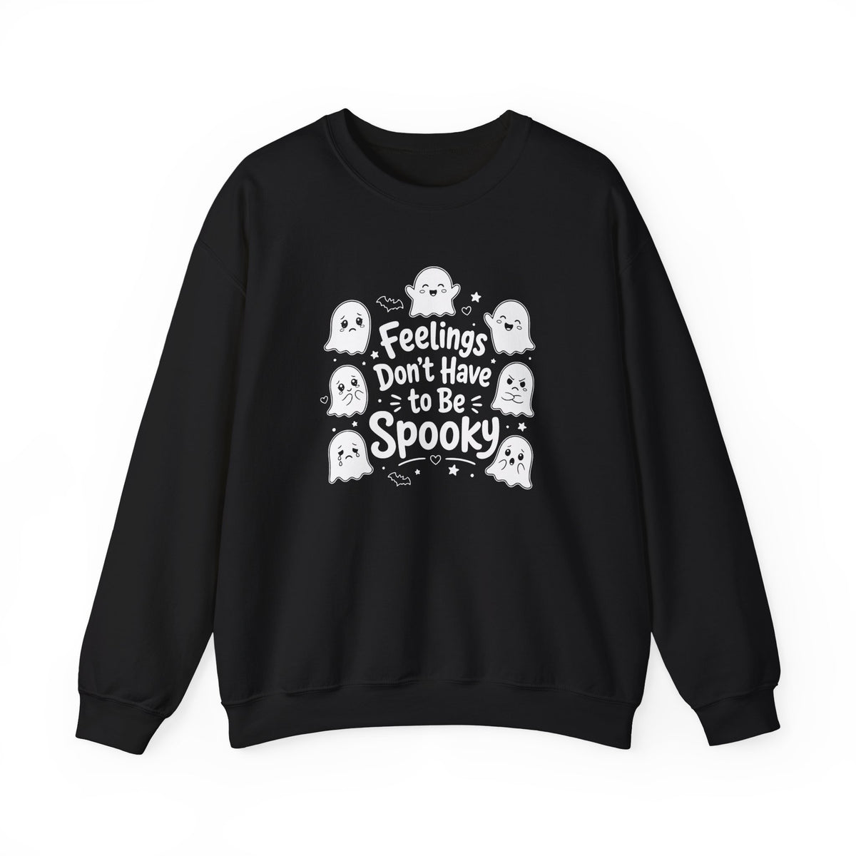 Spooky Vibes Sweatshirt — "Feelings Don't Have to Be Spooky" Ghost Crewneck
