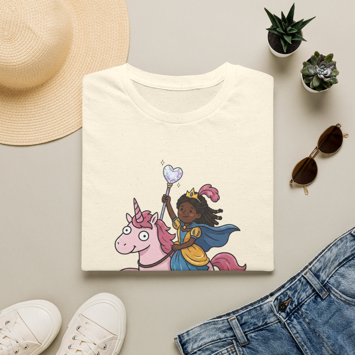 Girl Riding Unicorn T-Shirt — "Off to Spread Kindness" Cute Magical Tee for Kids & Teens