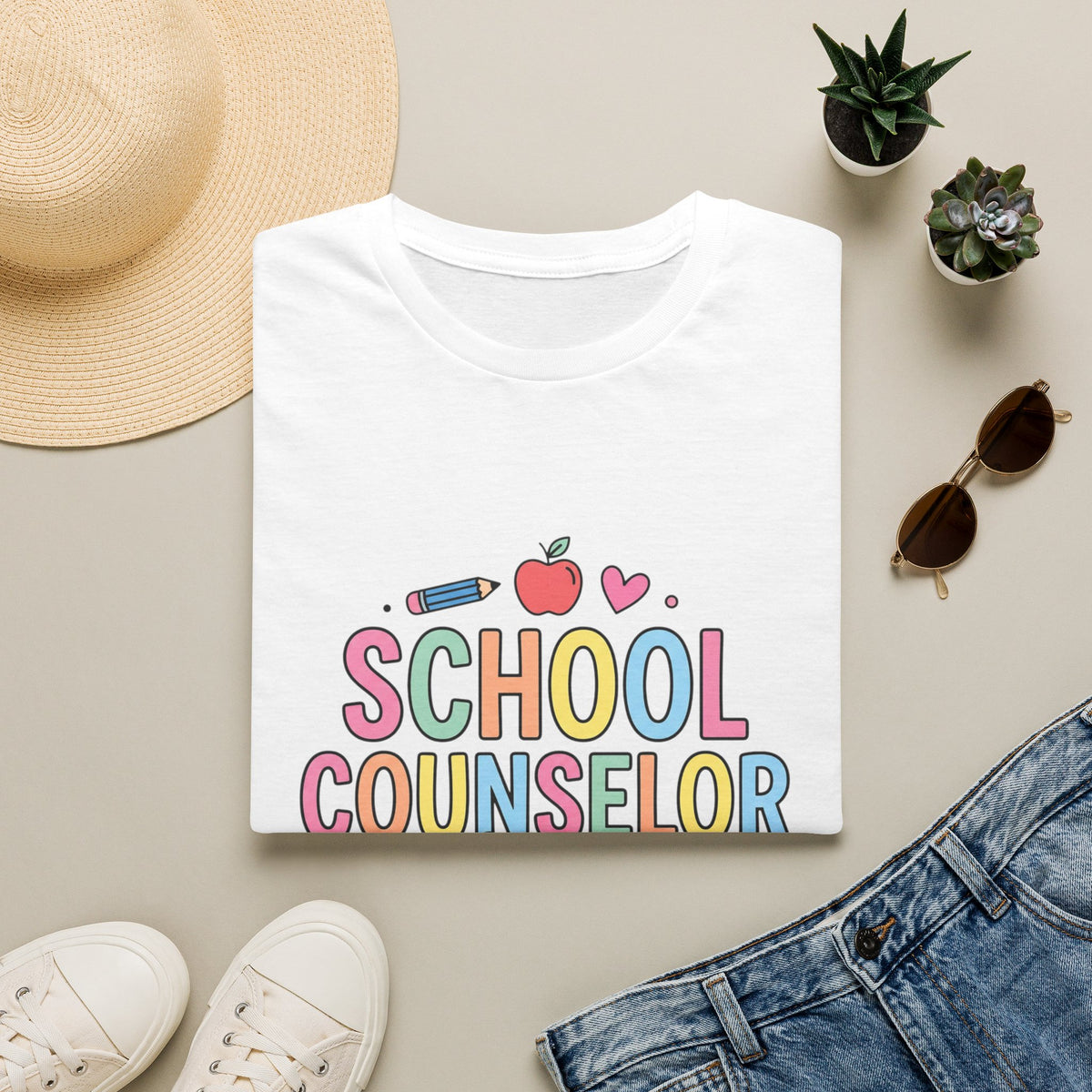 School Counselor Life T-Shirt — Cute Apple & Pencil Design