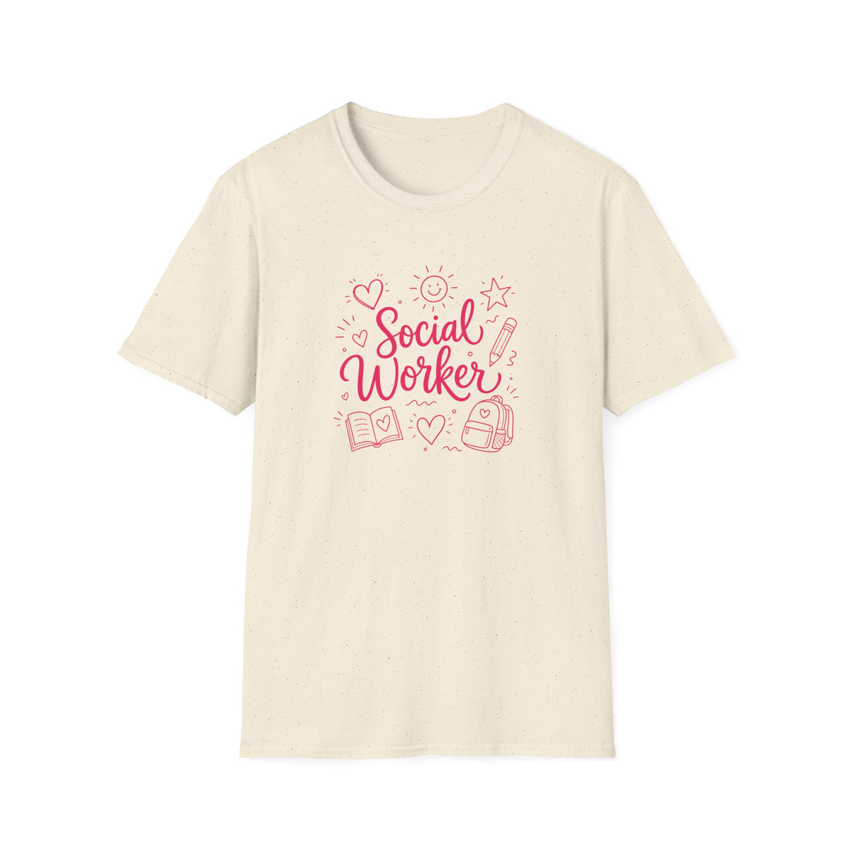 Social Worker T‑Shirt — Pink Caring Heart Design | Gift for Counselors & Advocates