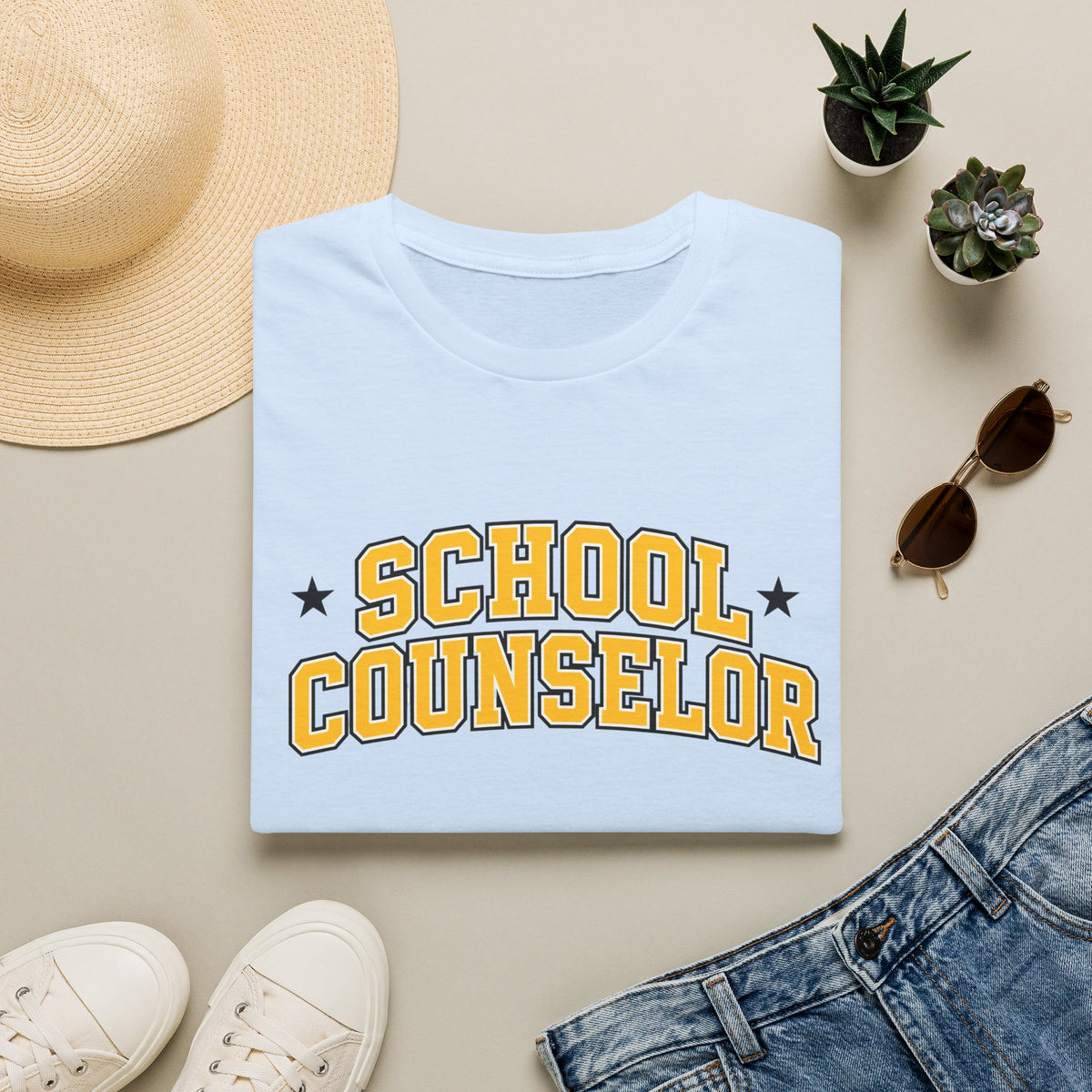 School Counselor T-Shirt — Retro Yellow Collegiate Tee for Educators