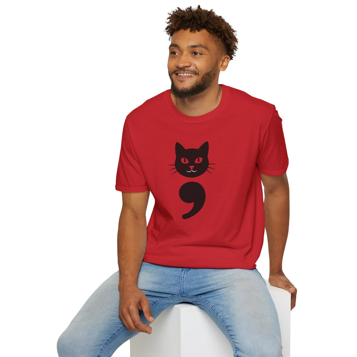 Cat Semicolon T‑Shirt — Mental Health Awareness Cat Tee