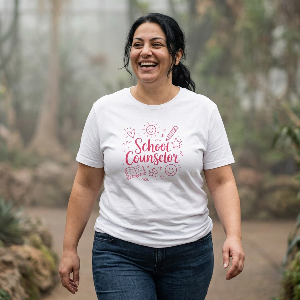 School Counselor T-Shirt – Cute Pink Doodle Design