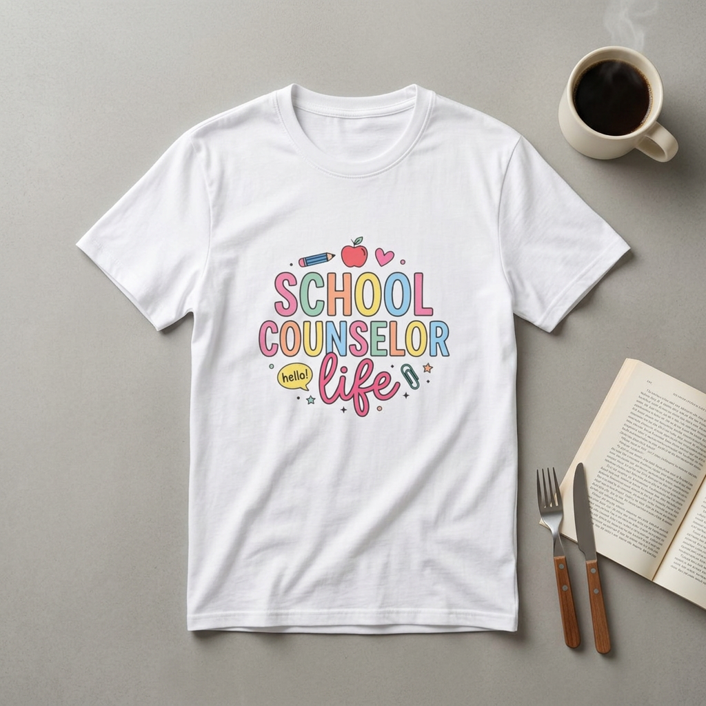 School Counselor Life T-Shirt — Cute Apple & Pencil Design