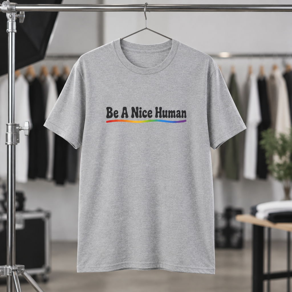 Be A Nice Human T-Shirt — Positive Rainbow Message Tee