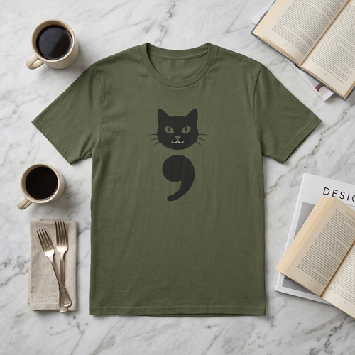 Cat Semicolon T‑Shirt — Mental Health Awareness Cat Tee