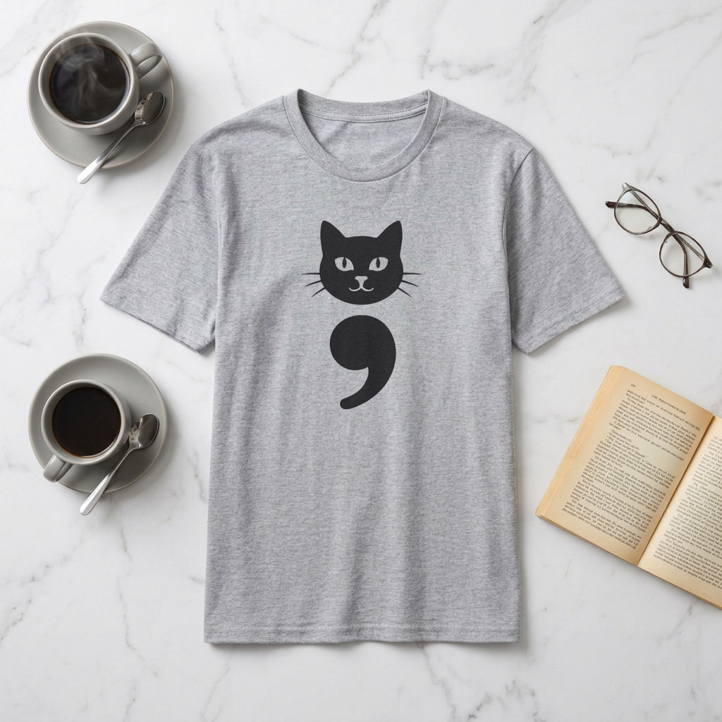 Cat Semicolon T‑Shirt — Mental Health Awareness Cat Tee