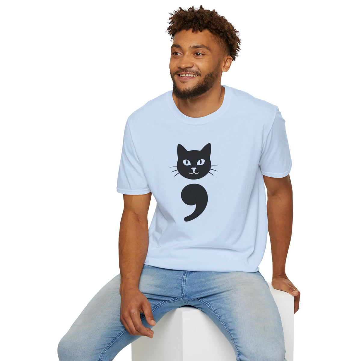 Cat Semicolon T‑Shirt — Mental Health Awareness Cat Tee