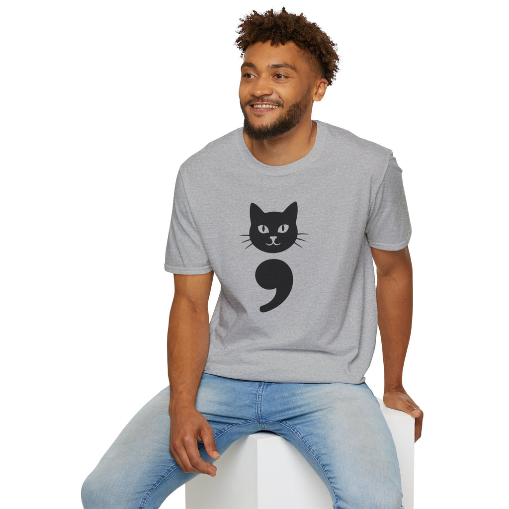 Cat Semicolon T‑Shirt — Mental Health Awareness Cat Tee