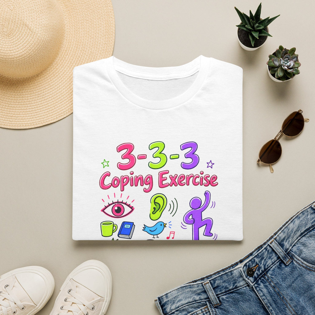 3-3-3 Rule Coping Skills T-Shirt in White – TalkTees
