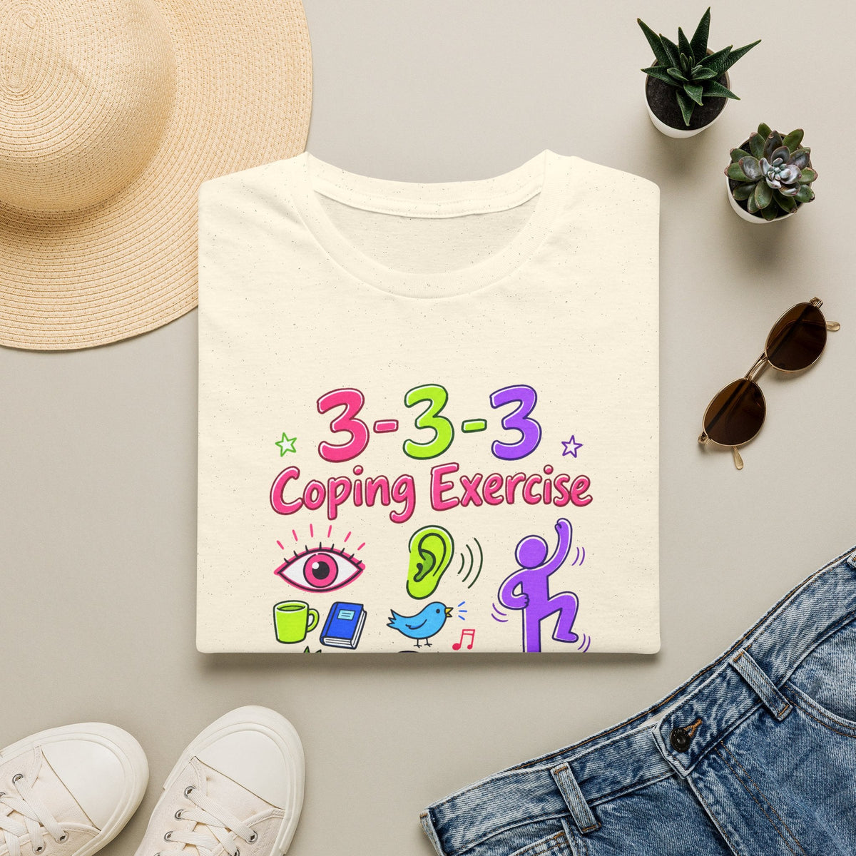3-3-3 Rule Coping Skills T-Shirt in Natural – TalkTees