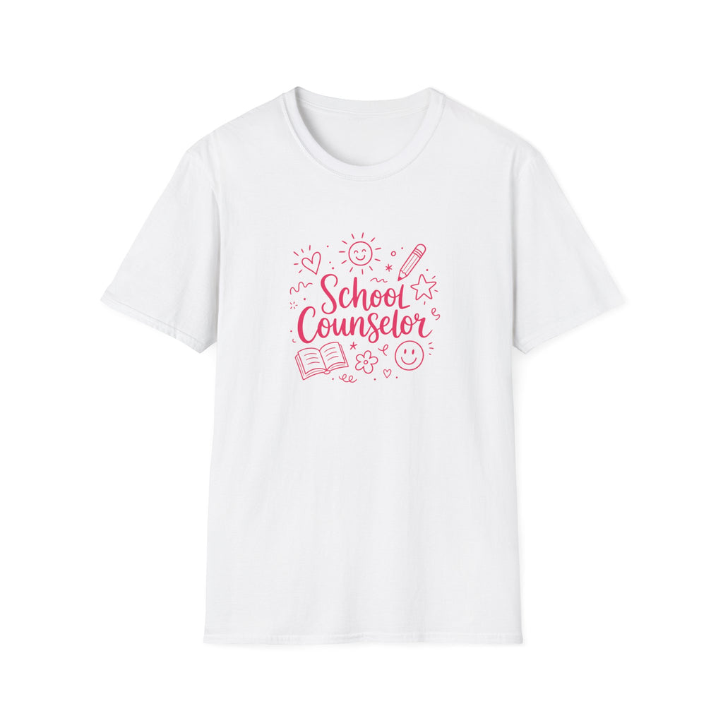School Counselor T-Shirt – Cute Pink Doodle Design