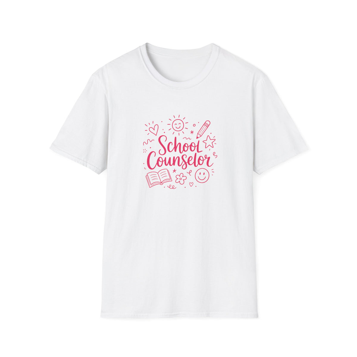School Counselor T-Shirt – Cute Pink Doodle Design