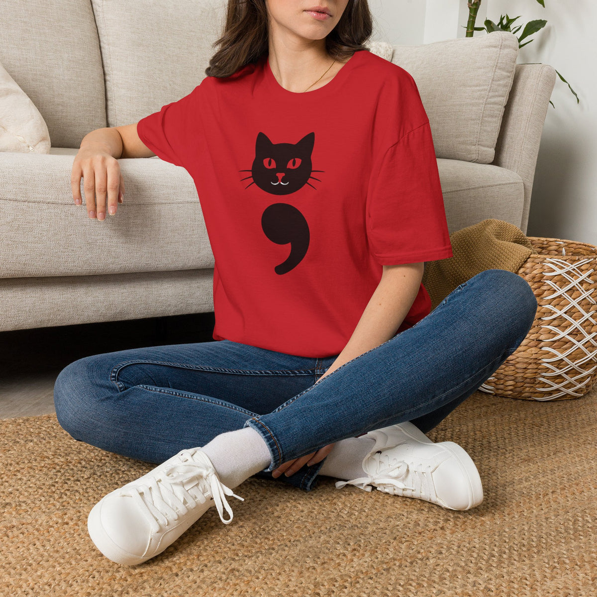 Cat Semicolon T‑Shirt — Mental Health Awareness Cat Tee