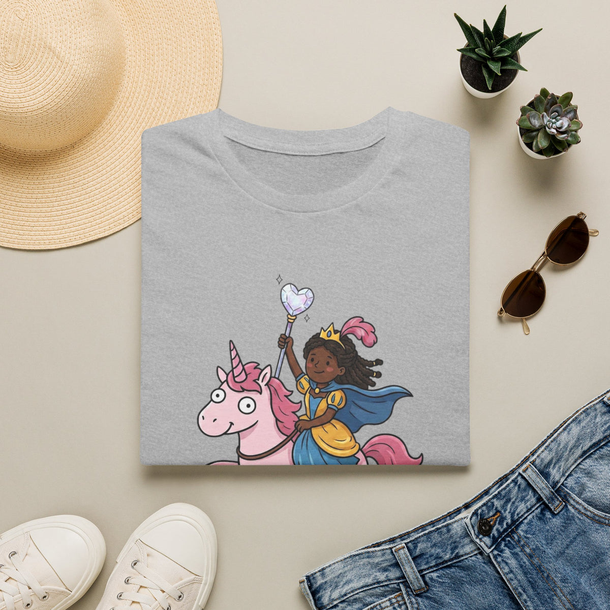 Girl Riding Unicorn T-Shirt — "Off to Spread Kindness" Cute Magical Tee for Kids & Teens