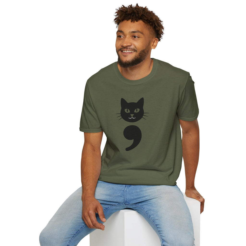Cat Semicolon T‑Shirt — Mental Health Awareness Cat Tee