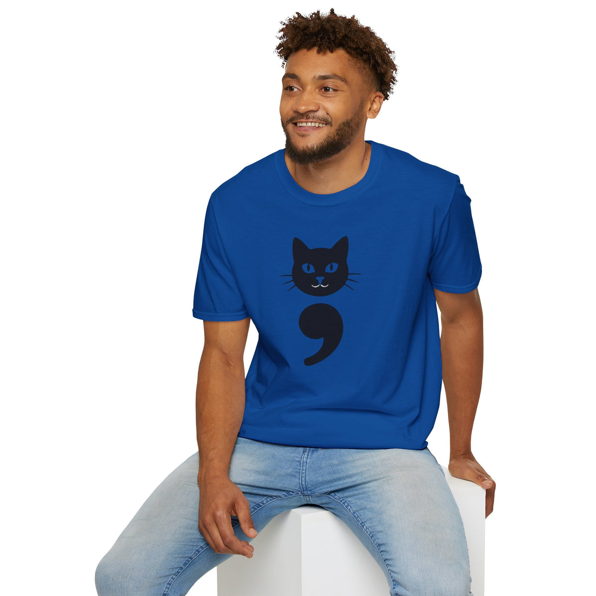 Cat Semicolon T‑Shirt — Mental Health Awareness Cat Tee