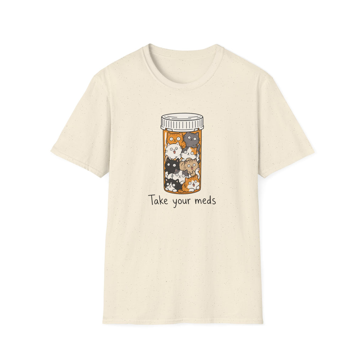 Take Your Meds Cotton T-Shirt — Cute Pill Bottle Cats Graphic Tee