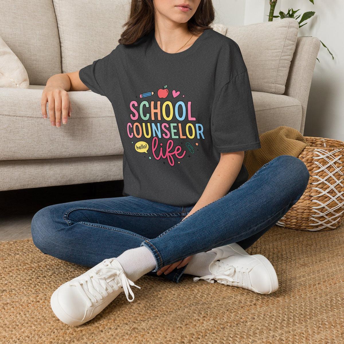 School Counselor Life T-Shirt — Cute Apple & Pencil Design