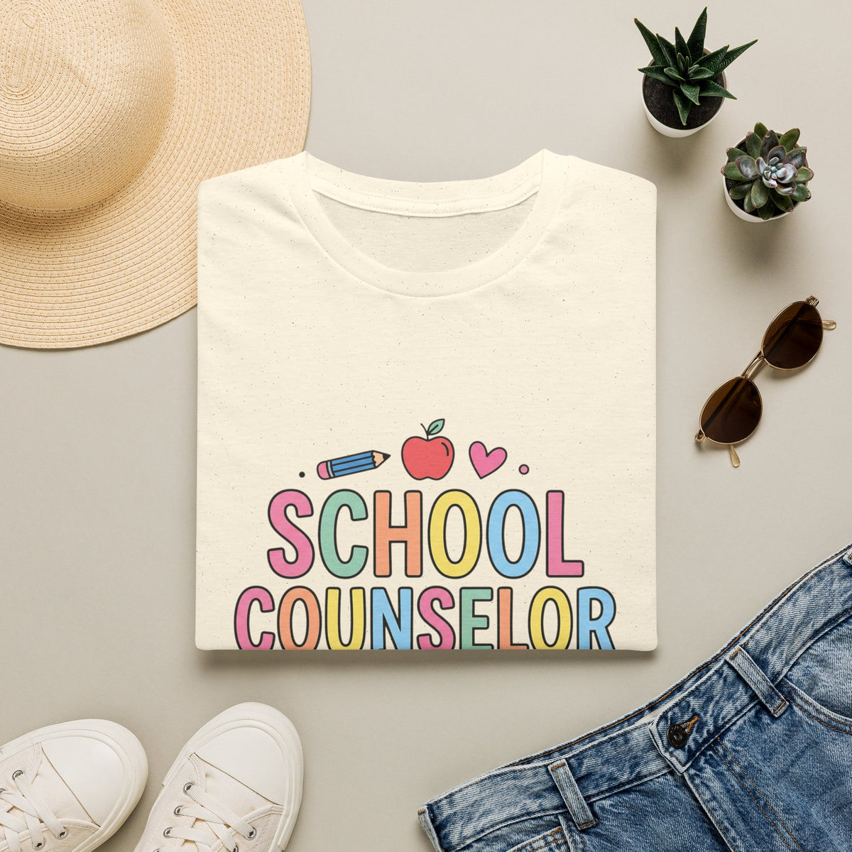 School Counselor Life T-Shirt — Cute Apple & Pencil Design