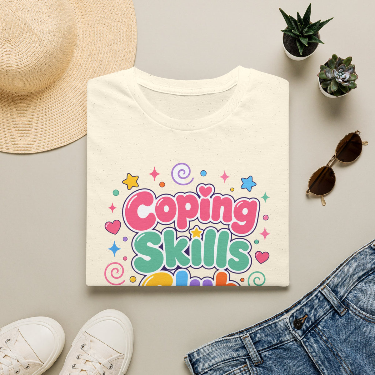 Coping Skills Club T-Shirt — Cute Pastel Mental Health Tee