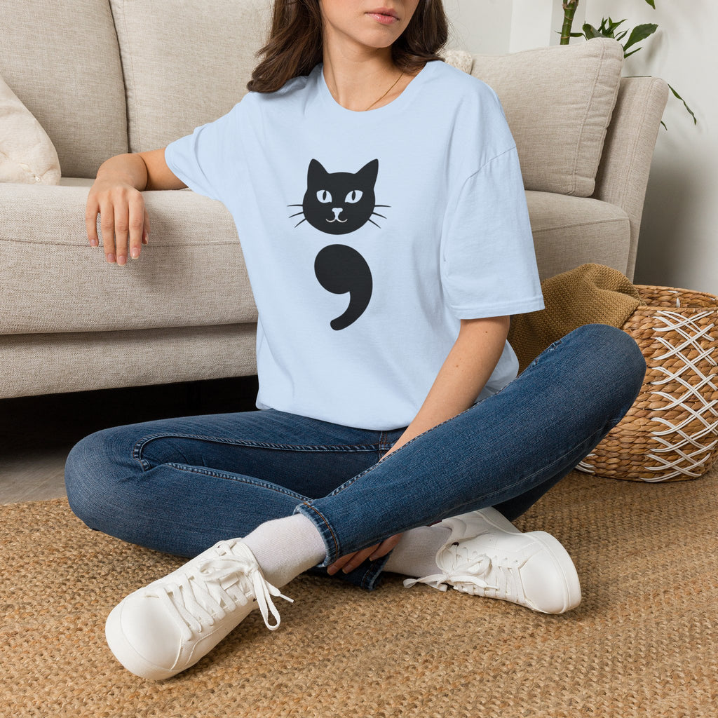 Cat Semicolon T‑Shirt — Mental Health Awareness Cat Tee
