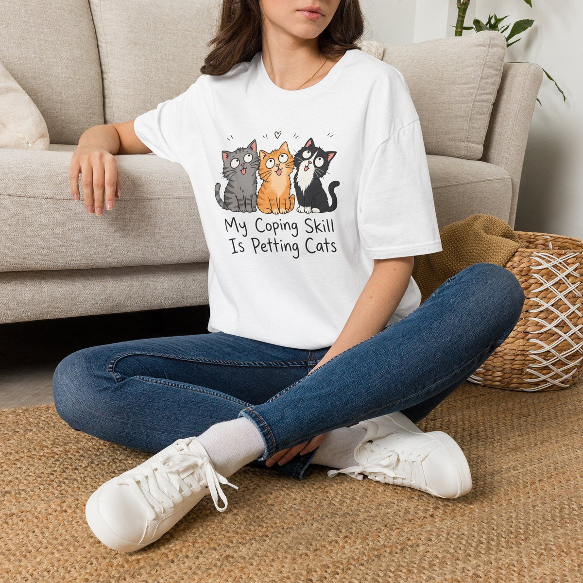 My Coping Skill Is Petting Cats T-Shirt in White – TalkTees