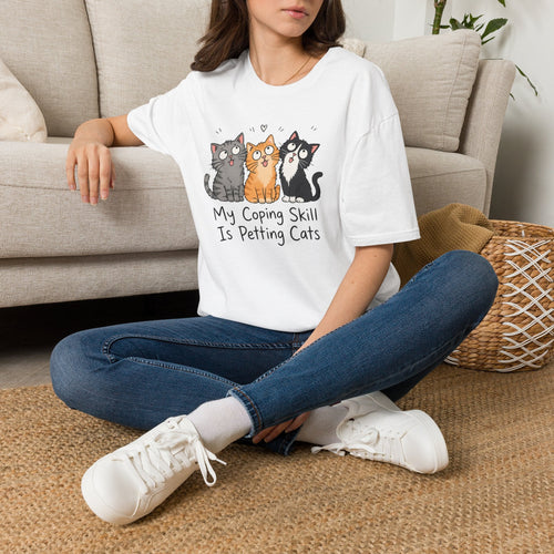 My Coping Skill Is Petting Cats T-Shirt in White – TalkTees