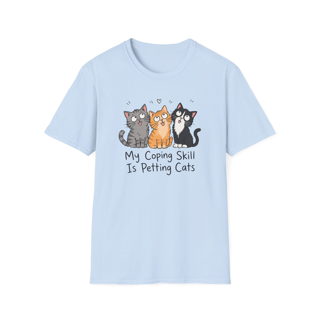 My Coping Skill Is Petting Cats T-Shirt in Light Blue – TalkTees