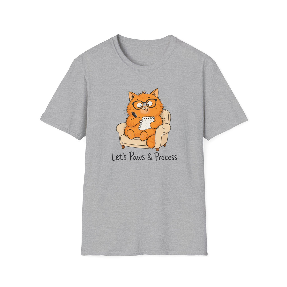 Let's Paws & Process Cat Therapist T-Shirt in Sport Grey – TalkTees