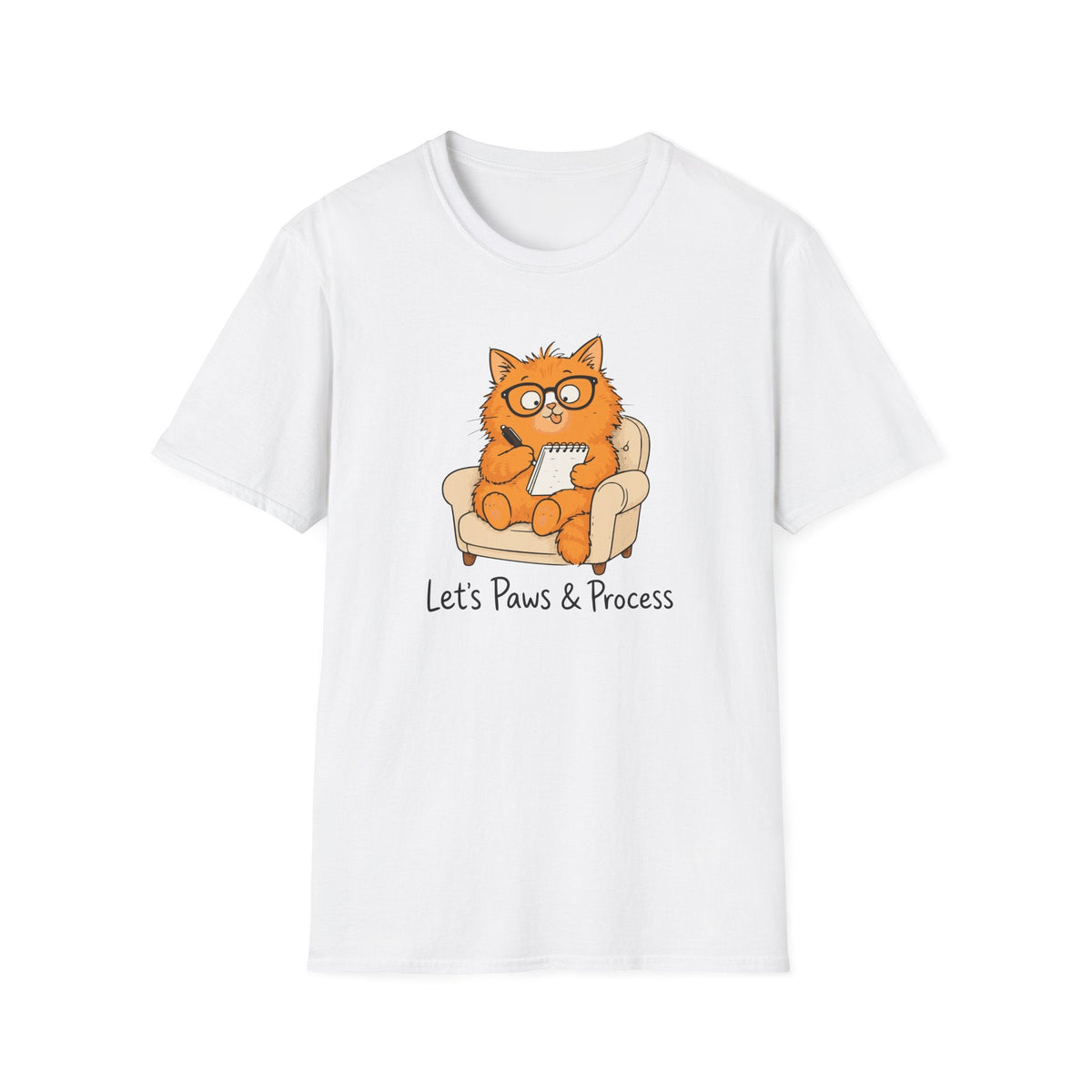 Let's Paws & Process Cat Therapist T-Shirt in White – TalkTees