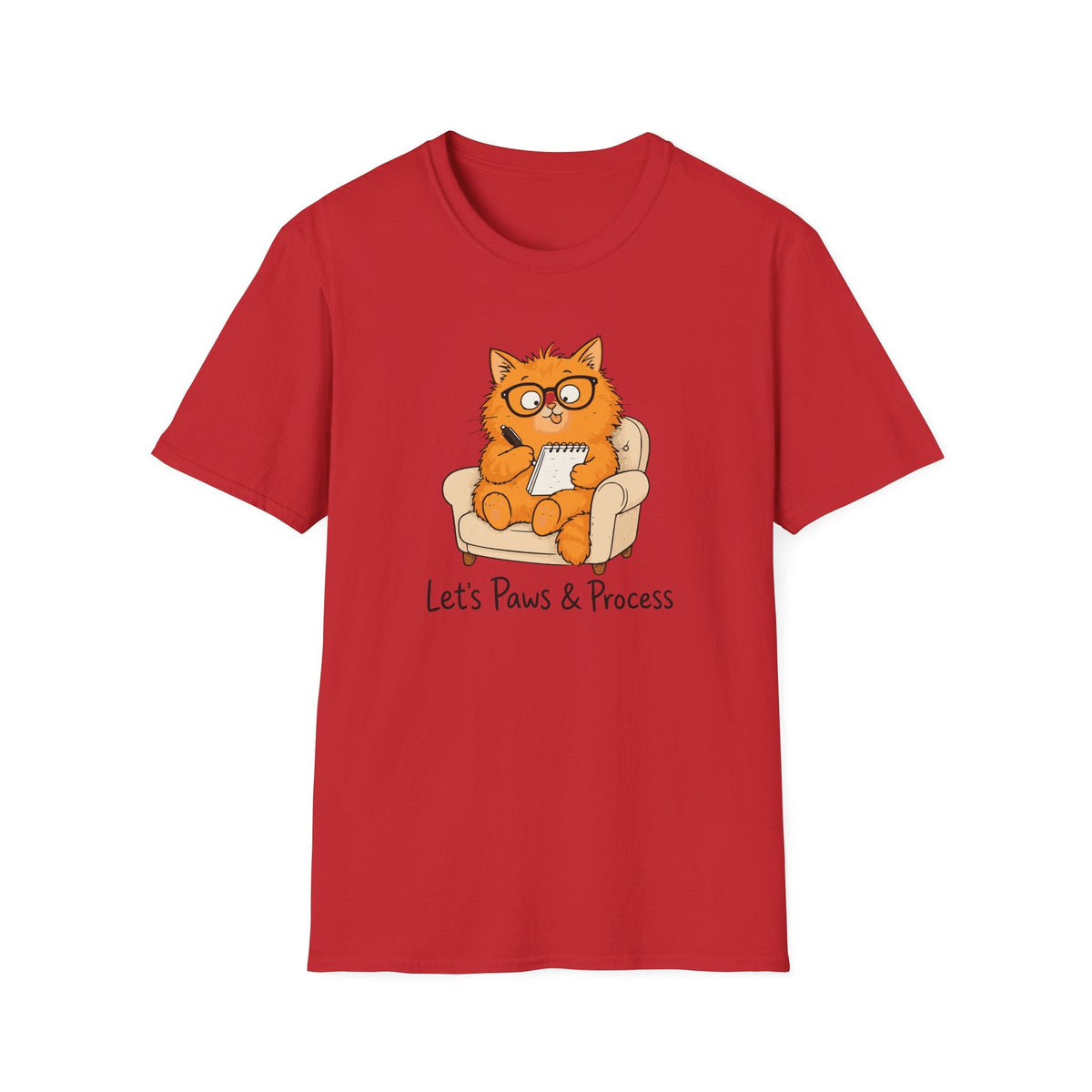 Let's Paws & Process Cat Therapist T-Shirt in Red – TalkTees
