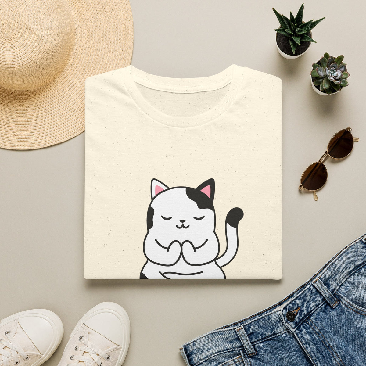 Practice Makes Purrfect Cat Yoga T-Shirt in Natural – TalkTees