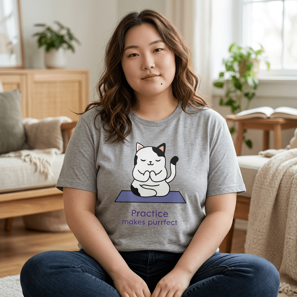 Practice Makes Purrfect Cat Yoga T-Shirt in Sport Grey – TalkTees